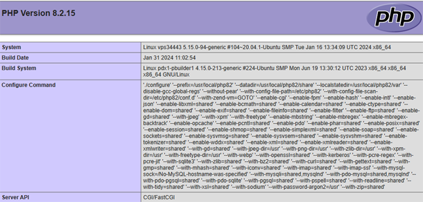 PHP version server API