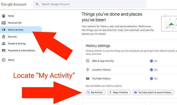 Google Account History Management