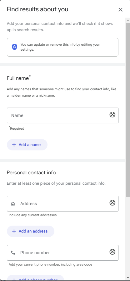 form to fill your details