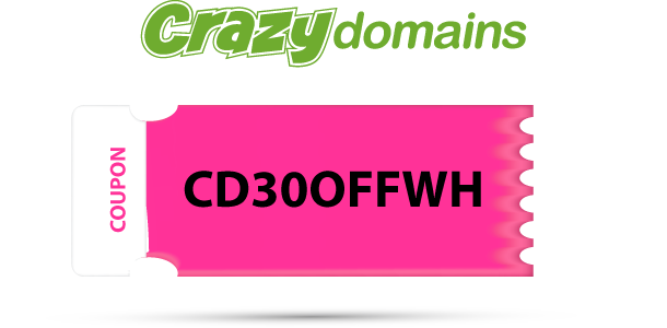 Crazy Domains coupon code CD30OFFWH