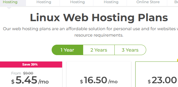 Crazy Domains Linux Web Hosting Plans