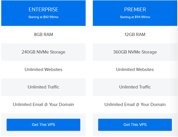 DreamHost VPS enterprise vs premier plan details