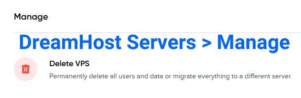 DreamHost VPS Servers Management option