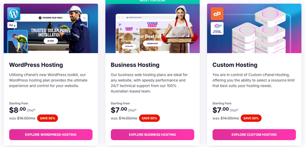 VentraIP Web Hosting Packages