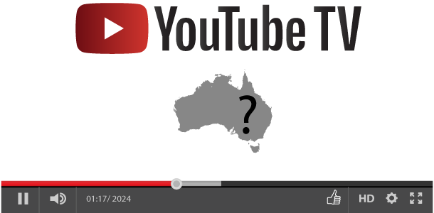 YouTube TV logo and Australian map