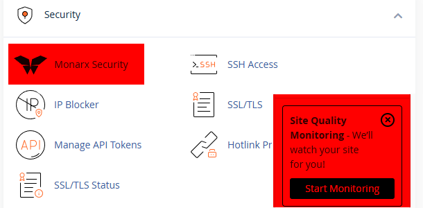 Monarx Security Site Quality Monitoring features