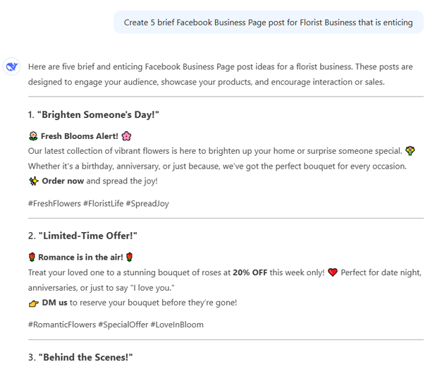 DeepSeek AI example prompt for Facebook Post