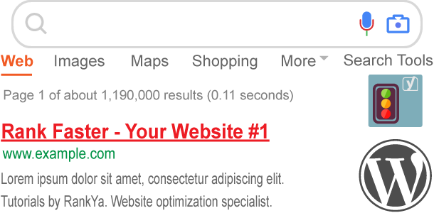 rank faster your website 1st search results example WordPress Yoast