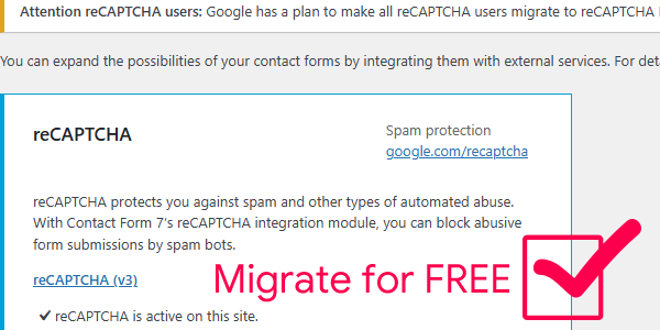 Contact Form 7 notification for reCAPTCHA users