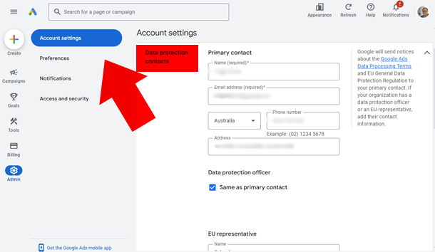 Google Ads Account Settings